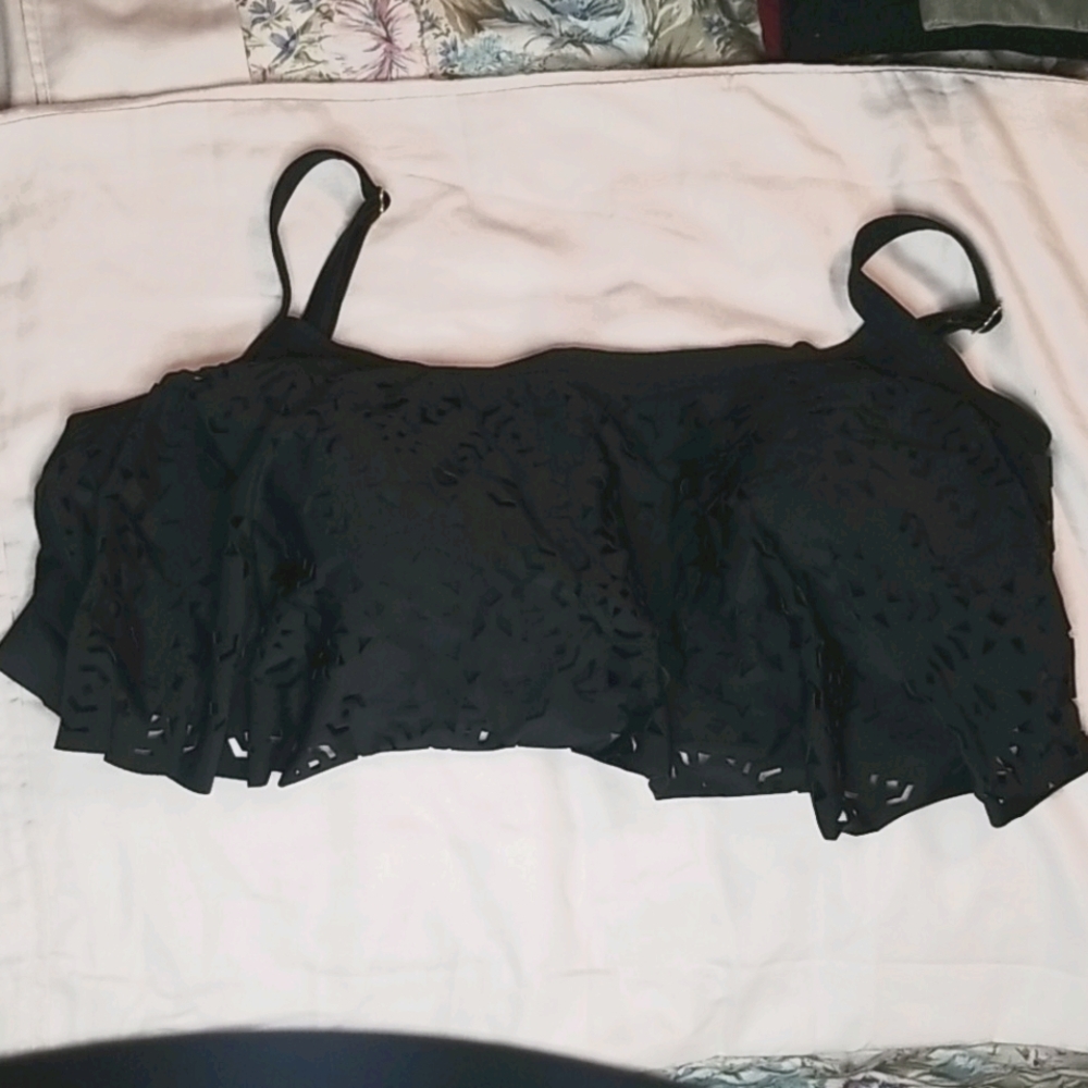 Black flowy bikini top